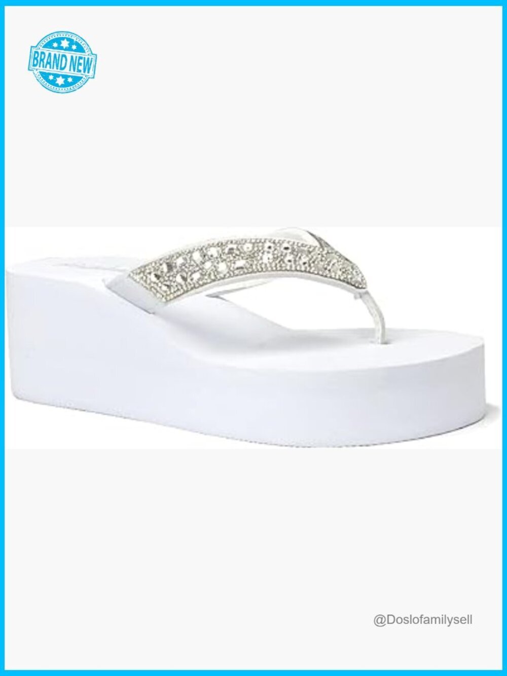 Rhinestone Platform Wedge Sandals T-Strap Jewel Flip Flops Y2K Chic Summer Beach